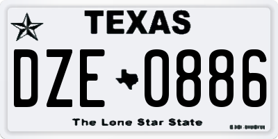 TX license plate DZE0886