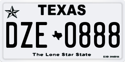 TX license plate DZE0888