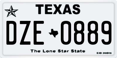 TX license plate DZE0889