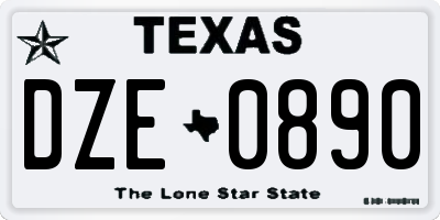 TX license plate DZE0890