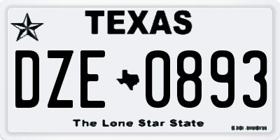 TX license plate DZE0893