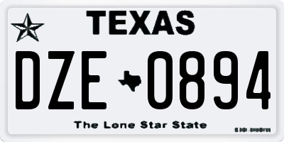 TX license plate DZE0894