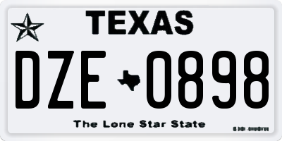 TX license plate DZE0898
