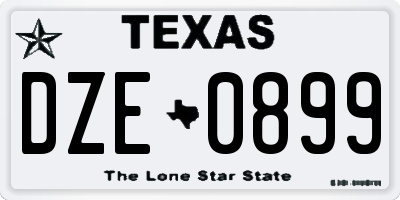 TX license plate DZE0899