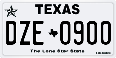TX license plate DZE0900
