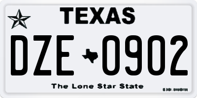 TX license plate DZE0902