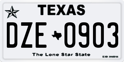 TX license plate DZE0903