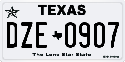 TX license plate DZE0907