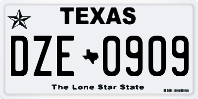 TX license plate DZE0909