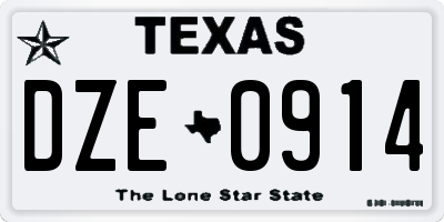 TX license plate DZE0914