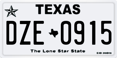 TX license plate DZE0915