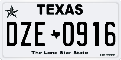 TX license plate DZE0916