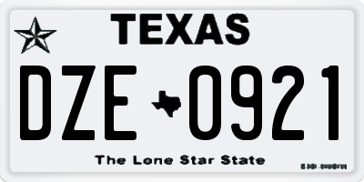 TX license plate DZE0921