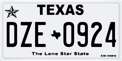 TX license plate DZE0924