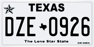 TX license plate DZE0926