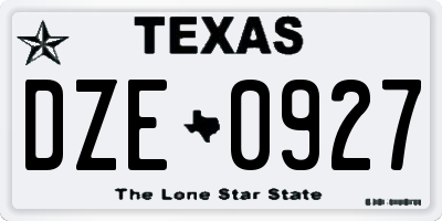 TX license plate DZE0927