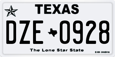 TX license plate DZE0928