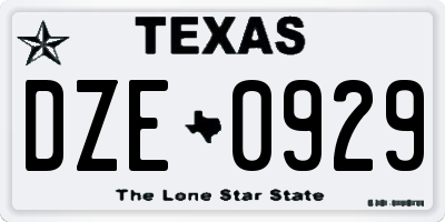 TX license plate DZE0929