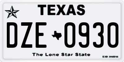 TX license plate DZE0930