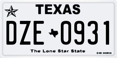 TX license plate DZE0931