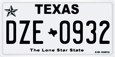 TX license plate DZE0932