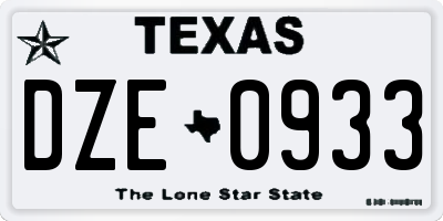 TX license plate DZE0933