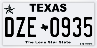 TX license plate DZE0935