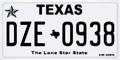 TX license plate DZE0938