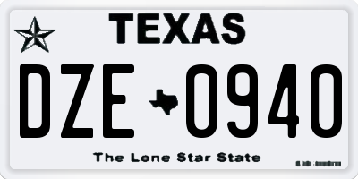 TX license plate DZE0940