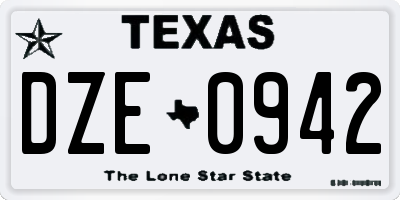 TX license plate DZE0942