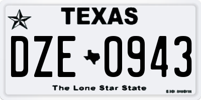TX license plate DZE0943