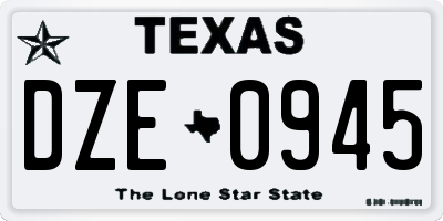 TX license plate DZE0945