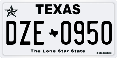 TX license plate DZE0950