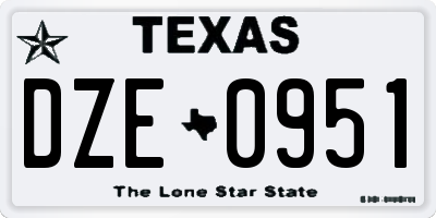 TX license plate DZE0951