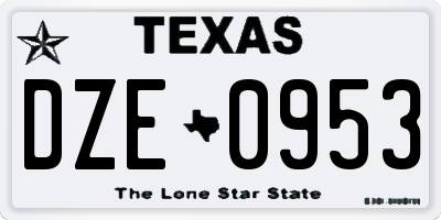 TX license plate DZE0953