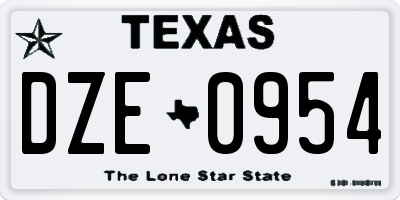 TX license plate DZE0954