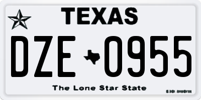 TX license plate DZE0955