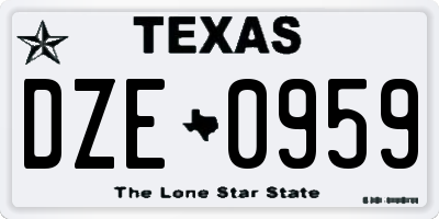 TX license plate DZE0959