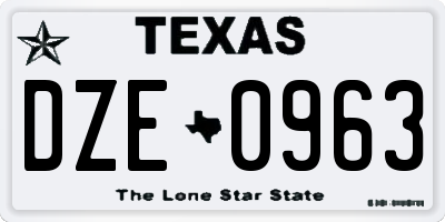 TX license plate DZE0963