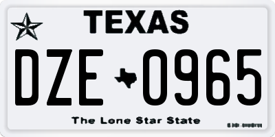TX license plate DZE0965