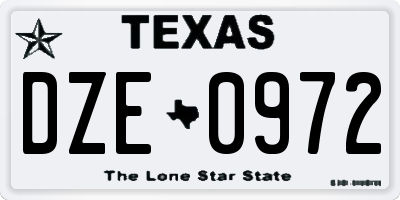 TX license plate DZE0972