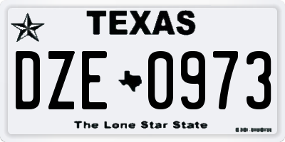 TX license plate DZE0973