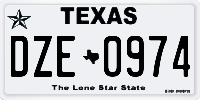 TX license plate DZE0974