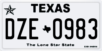 TX license plate DZE0983