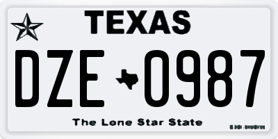 TX license plate DZE0987