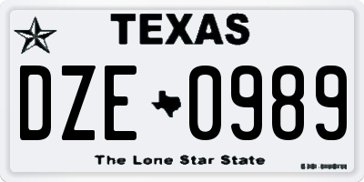 TX license plate DZE0989