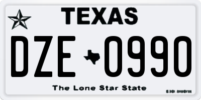 TX license plate DZE0990