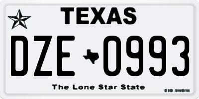 TX license plate DZE0993