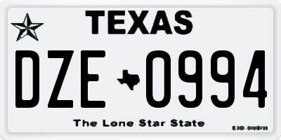 TX license plate DZE0994