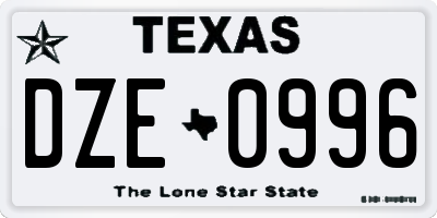 TX license plate DZE0996